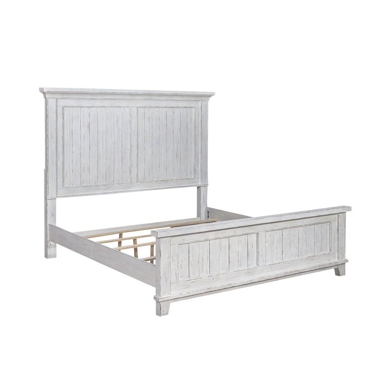 Liberty Furniture River Place King Panel Bed Dresser & Mirror Chest - White