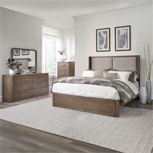 Liberty Furniture South Bend King Shelter Bed Dresser & Mirror Chest - Brown