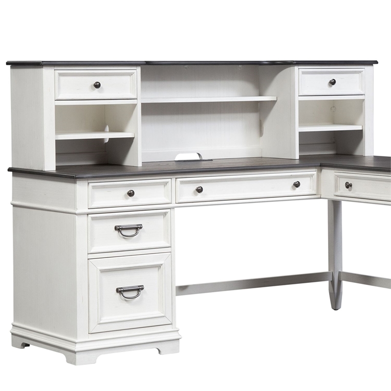 Liberty Furniture Providence Park Credenza & Hutch Home Office Set - Brown Wood
