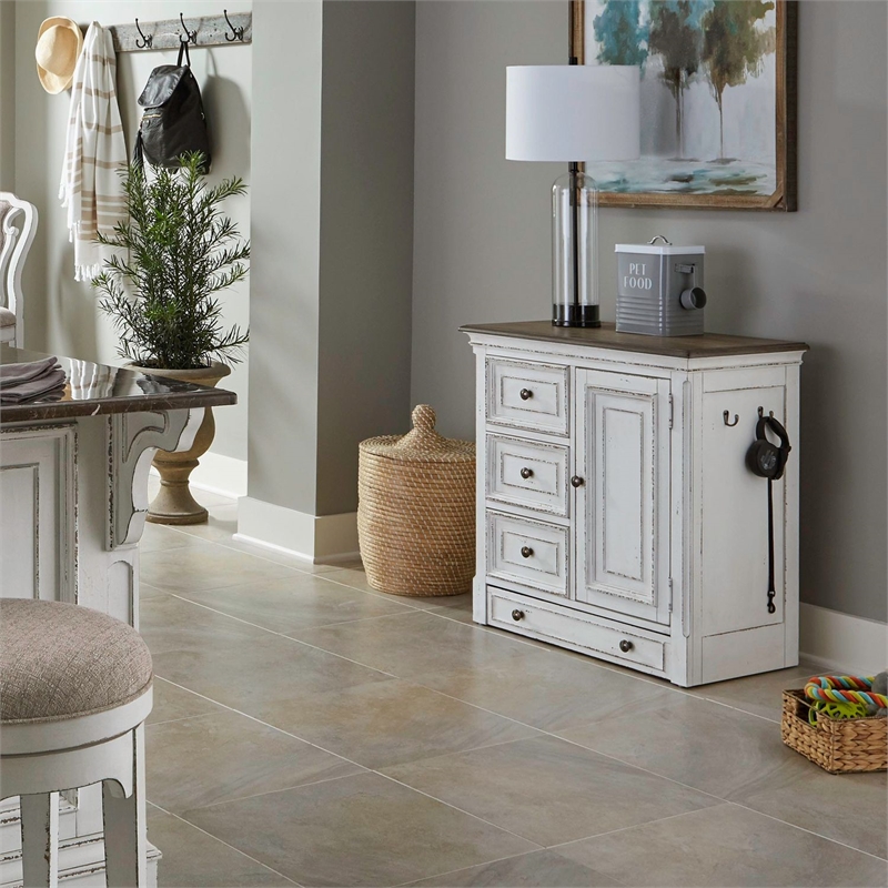 Liberty Furniture Magnolia Manor Pet Feeder Cabinet - White