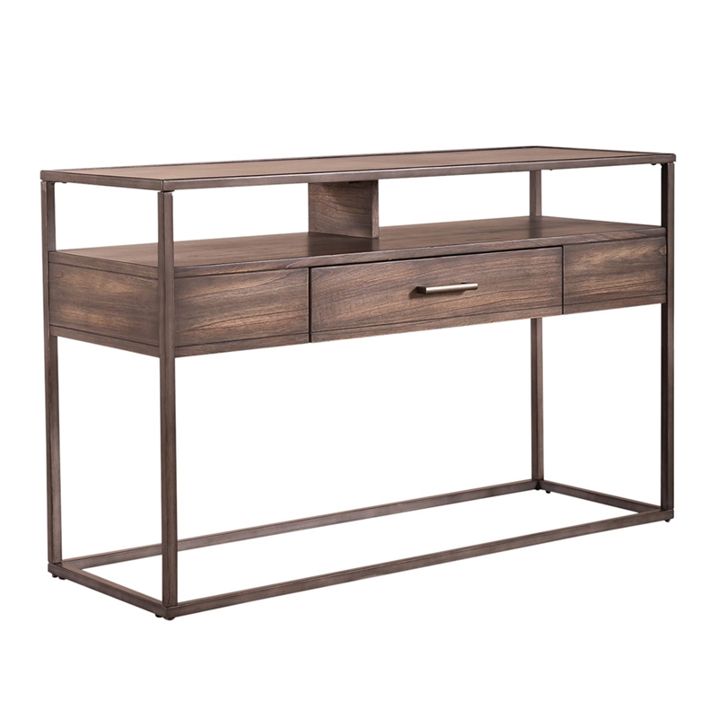 Liberty Furniture Jamestown Sofa Table Open Shelf Storage Drawer - Brown