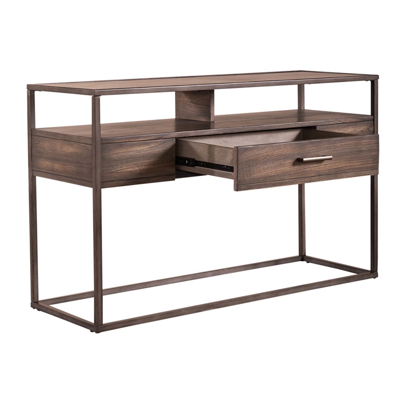 Liberty Furniture Jamestown Sofa Table Open Shelf Storage Drawer - Brown