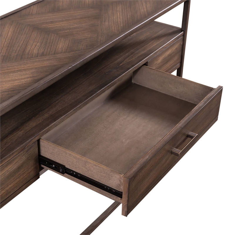 Liberty Furniture Jamestown Sofa Table Open Shelf Storage Drawer - Brown