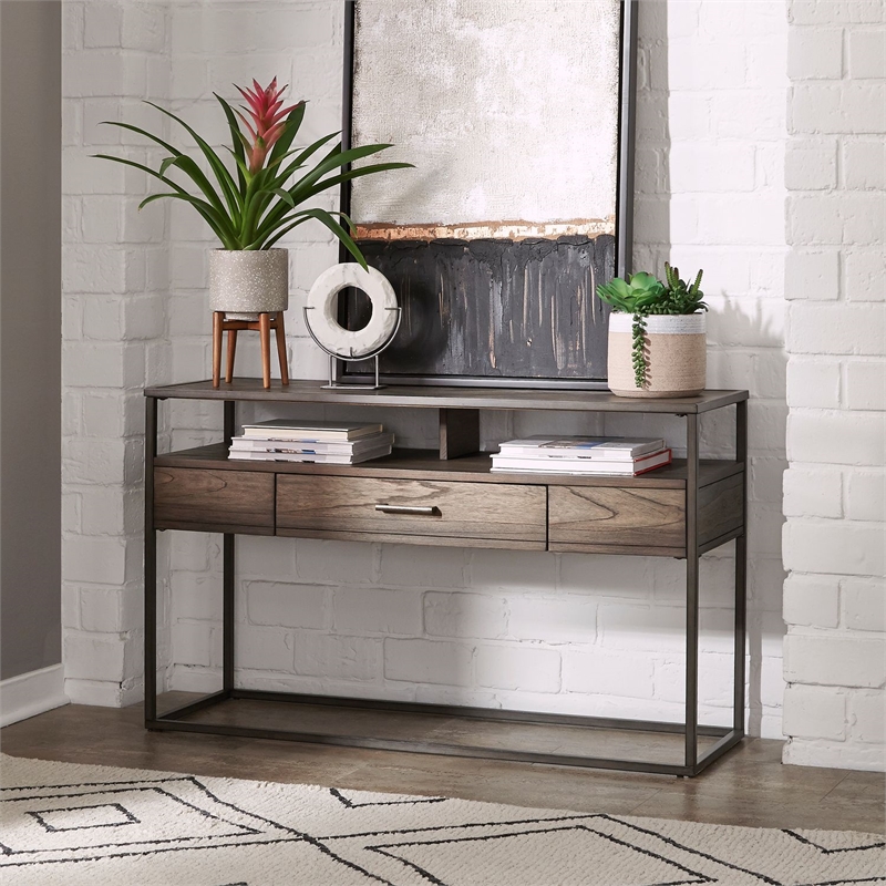 Liberty Furniture Jamestown Sofa Table Open Shelf Storage Drawer - Brown