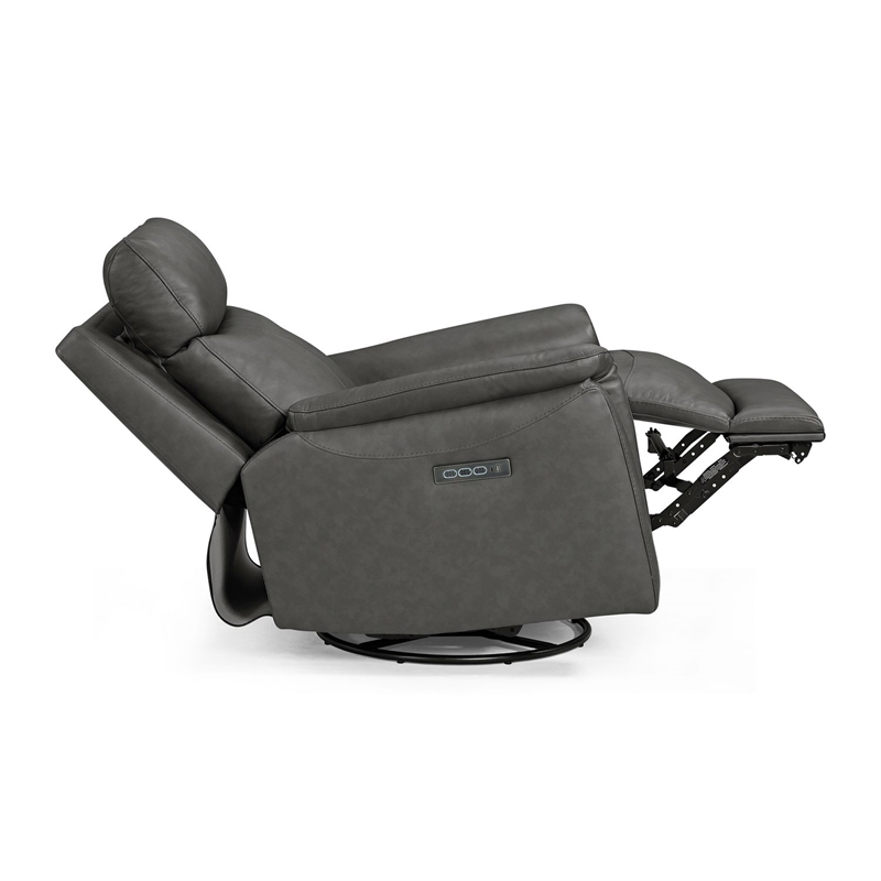 Liberty Furniture Rowland Power Recliner Chair with Charging Port - Gray