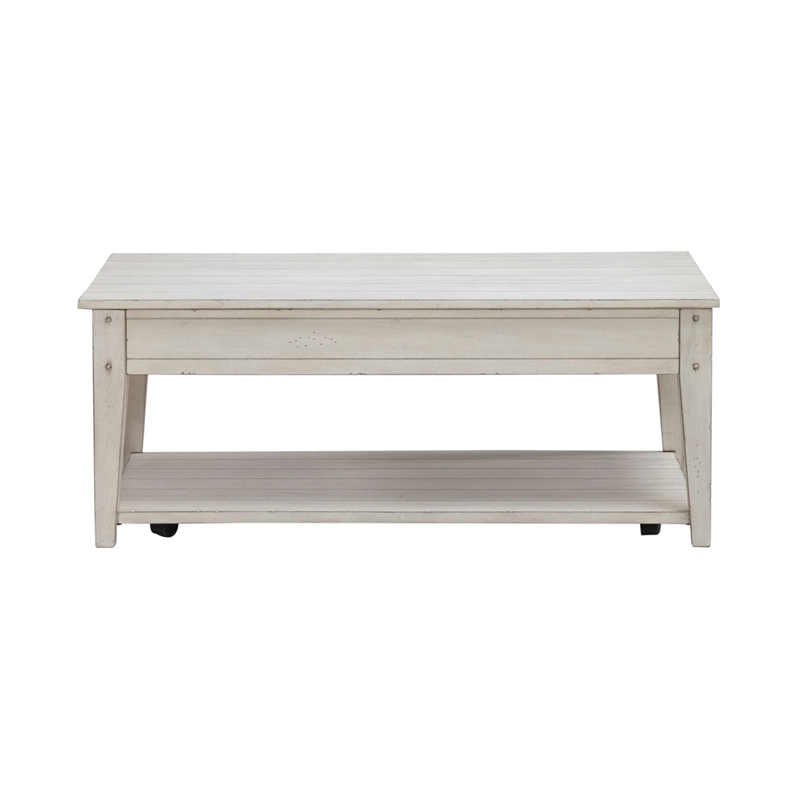 Liberty Furniture Lake House Opt 3 Piece Living Room Set Coffee Table & 2 End Tables Weathered White Oak Wood