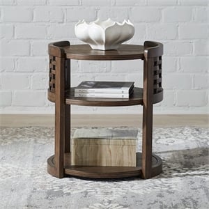 Liberty Furniture Warren Park Living Room Round Chairside Table - Brown Oak Wood