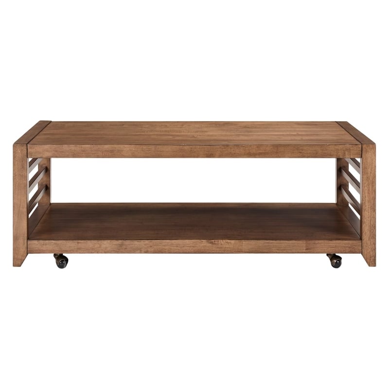 Liberty Furniture Shaker Lakes 3 Piece Living Room Set Cocktail Table & 2 End Tables - Brown Maple Wood