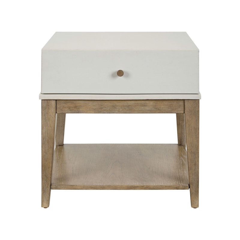 Liberty Furniture Berkly Living Room Square Chairside Table - Linen & Khaki