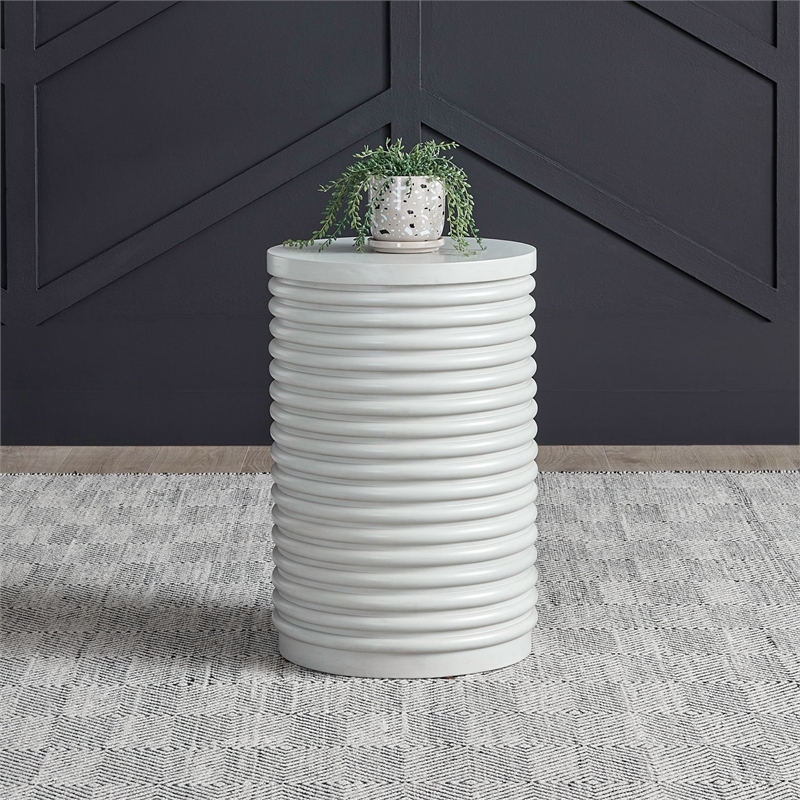 Liberty Furniture Berkly Living Room Round Drum Chairside Table - Linen & Khaki