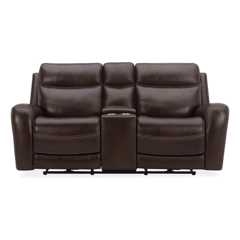 Liberty Furniture Blair Sofa & Loveseat Power Reclining Set Cognac Brown Leather