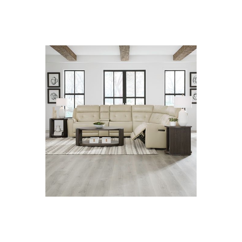 Liberty Furniture Carrington 6 Piece Power Sectional Sofa - Stone Cream Leather