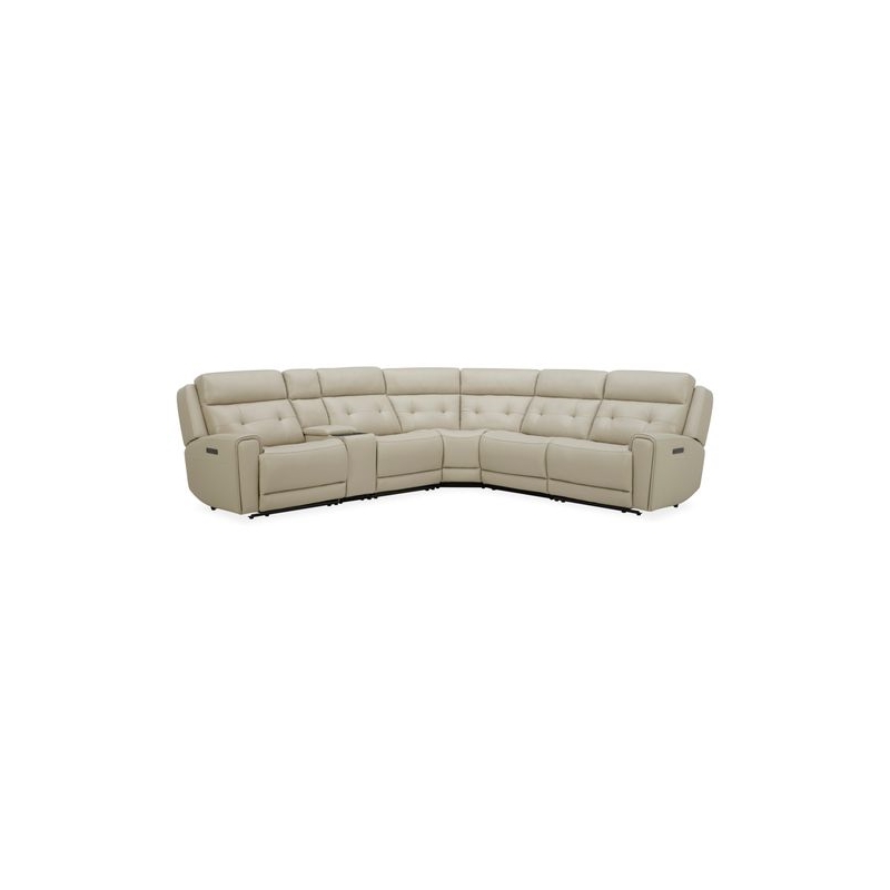 Liberty Furniture Carrington 6 Piece Power Sectional Sofa - Stone Cream Leather