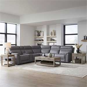 Liberty Furniture Cooper 6 Pc. Power Reclining Sectional Sofa Blue Gray Leather