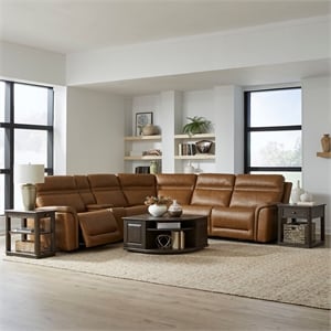 Liberty Furniture Cooper 6 Piece Power Reclining Sectional Sofa - Brown Leather