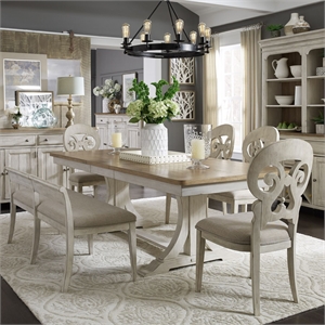 Liberty Furniture Farmhouse Reimagined 6 Piece Trestle Table Set - White