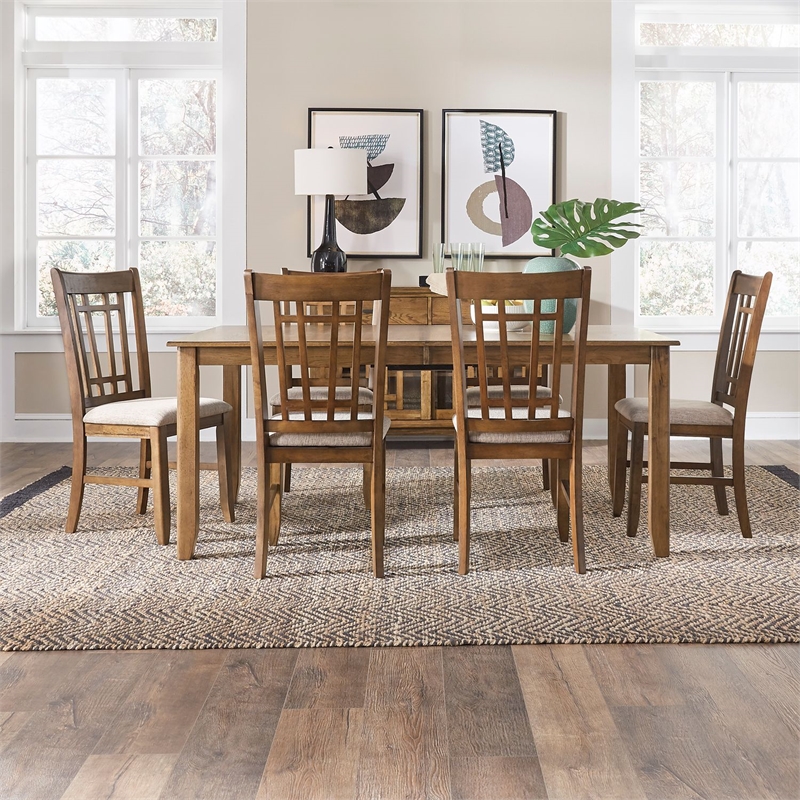 Liberty Furniture Santa Rosa 7 Piece Rectangular Table Dining Room Set with Chairs - Brown Wood
