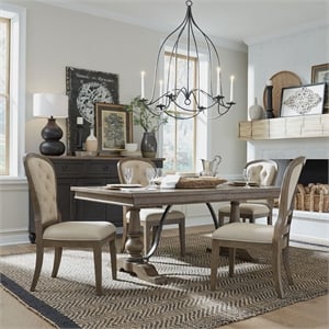 Liberty Furniture Americana Farmhouse Optional 5 Piece Trestle Table Dining Room Set with Chairs - Brown Wood