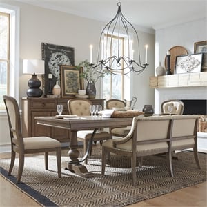 Liberty Furniture Americana Farmhouse Optional 6 Piece Trestle Table Dining Room Set with Chairs - Brown Wood