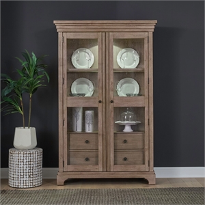 Liberty Furniture Haven Hills Display Cabinet Glass Door Display - Brown Wood