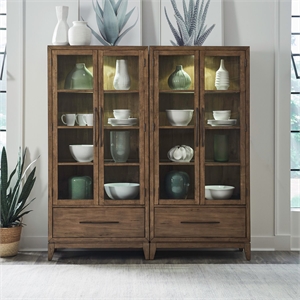 Liberty Furniture Shaker Lakes 2 Piece Bunching Cabinets Display Set Brown Wood