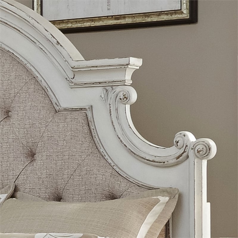 Liberty Furniture Magnolia Manor California King Upholstered Bed Frame Brown Wood