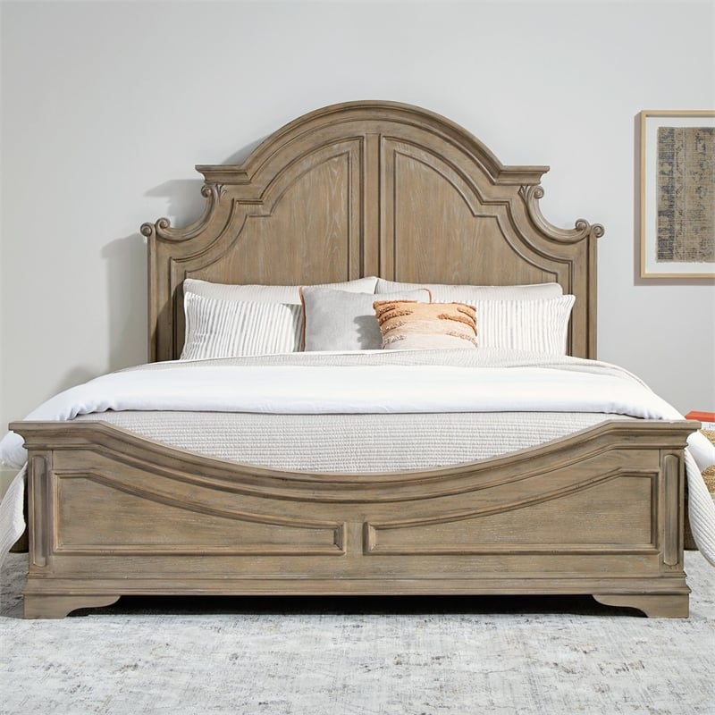 Liberty Furniture Magnolia Manor California King Panel Bed Frame Brown Oak Wood