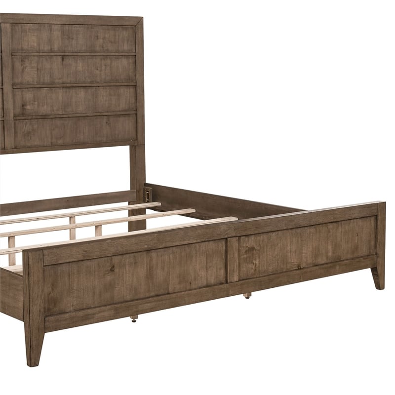 Liberty Furniture Shaker Lakes Bedroom King Panel Bed Frame - Brown Maple Wood