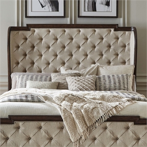 Liberty Furniture Providence Park King Upholstered Shelter Headboard - Brown