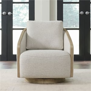 Liberty Furniture Nora Upholstered Swivel Accent Chair - Light Brown Trim