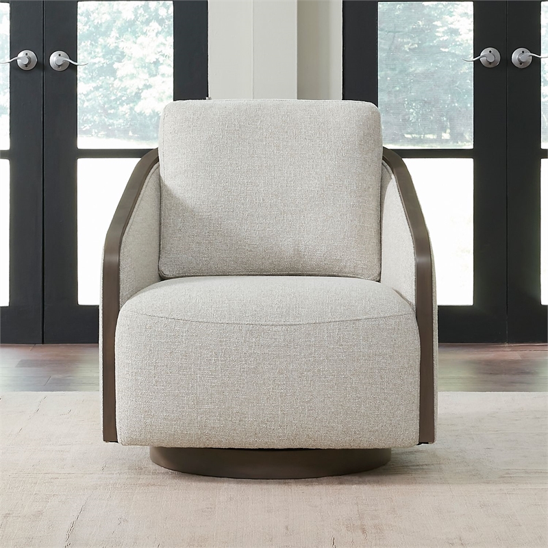 Liberty Furniture Nora Upholstered Swivel Accent Chair - Dark Brown Trim
