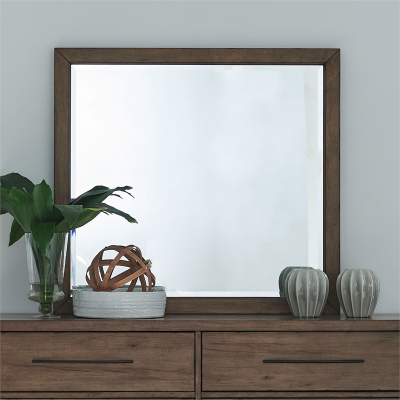 Liberty Furniture Shaker Lakes Dresser Mount Landscape Mirror for Bedroom -Brown