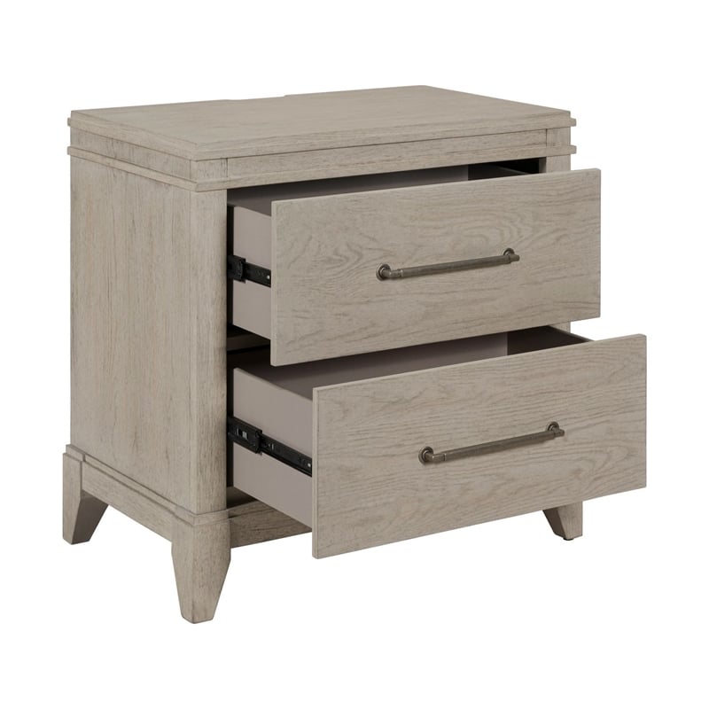 Liberty Furniture New Haven Bedroom Night Stand with Charging Station White Oak