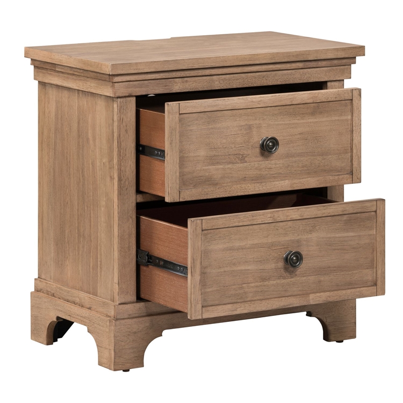 Liberty Furniture Haven Hills Bedroom Night Stand with Charging Station - Brown