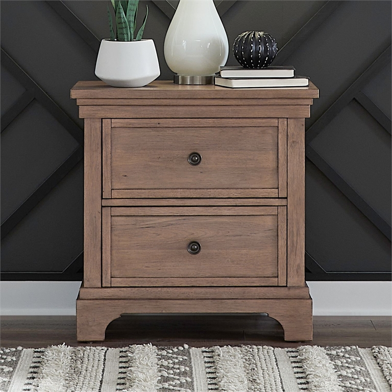 Liberty Furniture Haven Hills Bedroom Night Stand with Charging Station - Brown