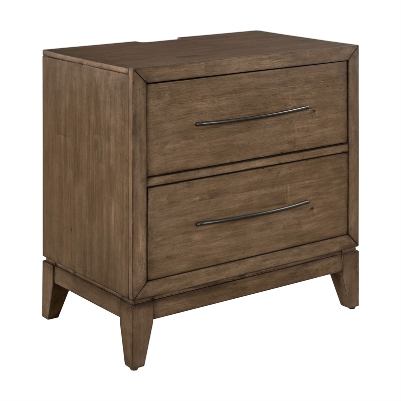 Liberty Furniture Shaker Lakes Bedroom Night Stand with Charging Station - Brown