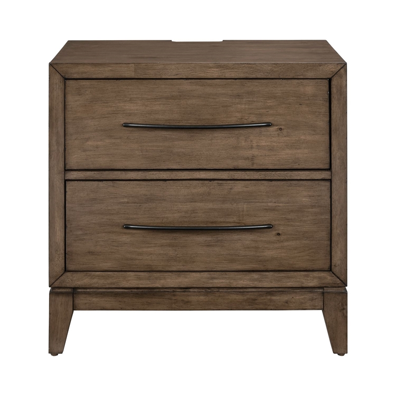 Liberty Furniture Shaker Lakes Bedroom Night Stand with Charging Station - Brown