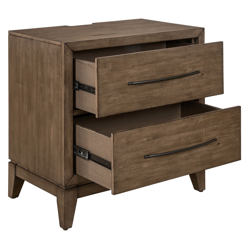 Liberty Furniture Shaker Lakes Bedroom Night Stand with Charging Station - Brown
