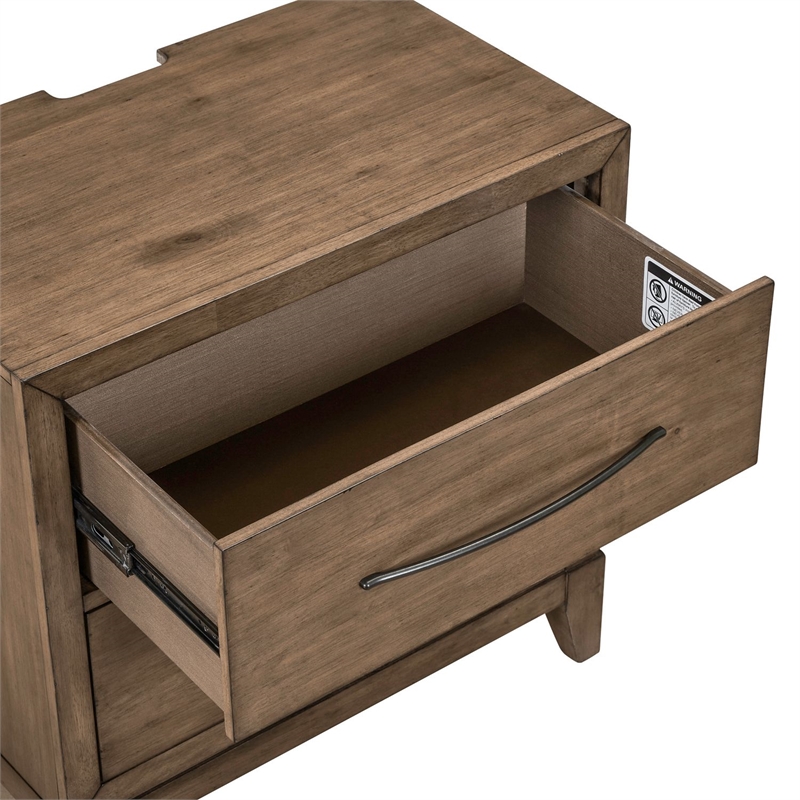 Liberty Furniture Shaker Lakes Bedroom Night Stand with Charging Station - Brown