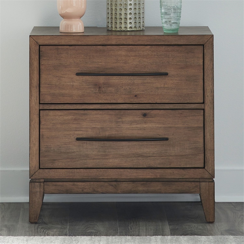Liberty Furniture Shaker Lakes Bedroom Night Stand with Charging Station - Brown