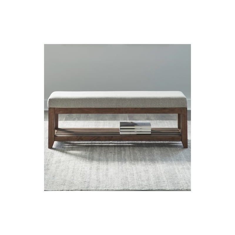 Liberty Furniture Shaker Lakes Bedroom Upholstered Bed Bench - Brown Maple Wood