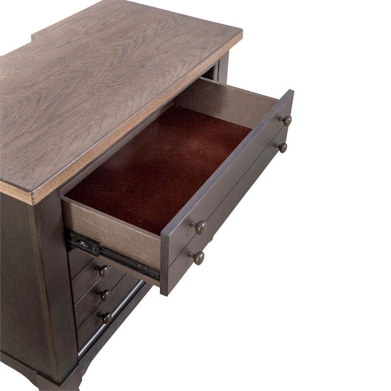 Liberty Furniture Americana Farmhouse Bedside Chest with Charging Station Black