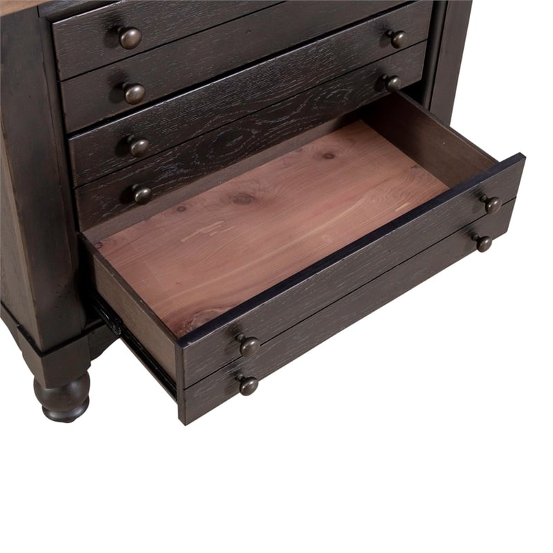 Liberty Furniture Americana Farmhouse Bedside Chest with Charging Station Black