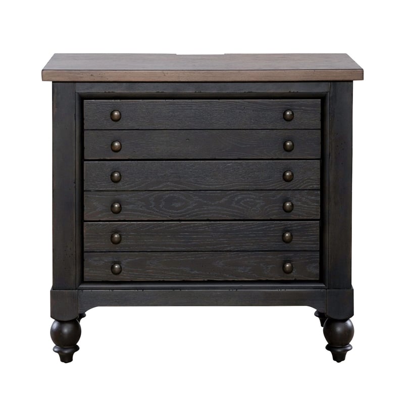 Liberty Furniture Americana Farmhouse Bedside Chest with Charging Station Black