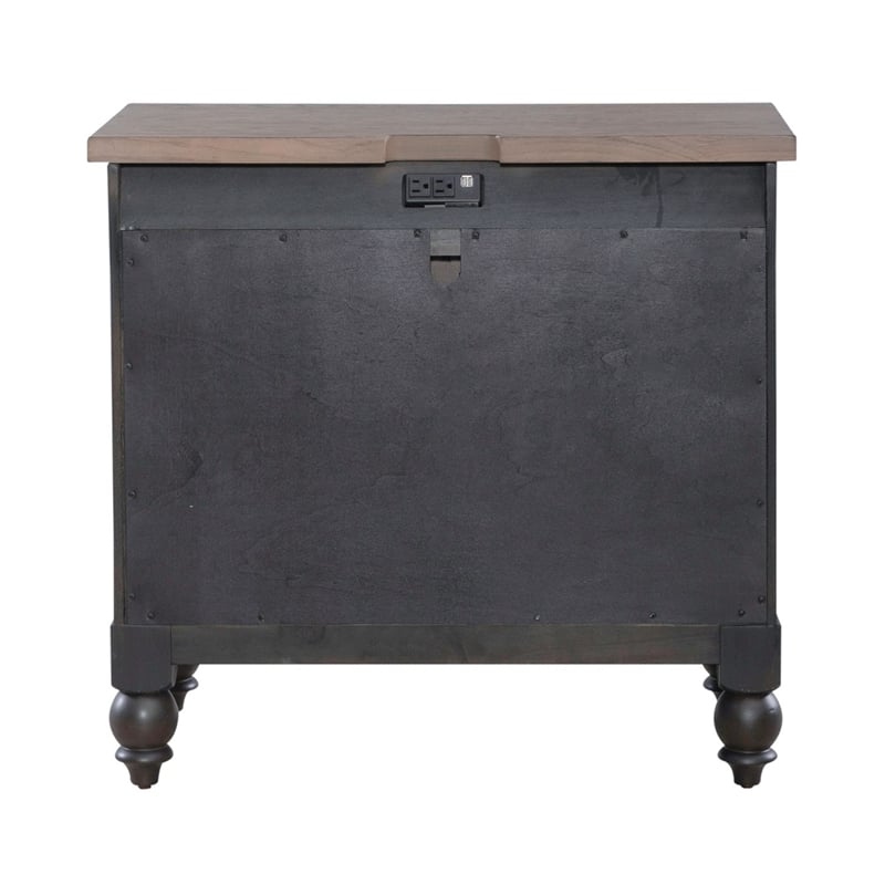 Liberty Furniture Americana Farmhouse Bedside Chest with Charging Station Black