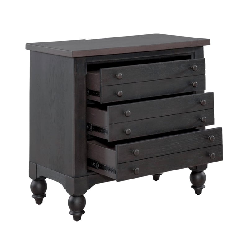Liberty Furniture Americana Farmhouse Bedside Chest with Charging Station Black