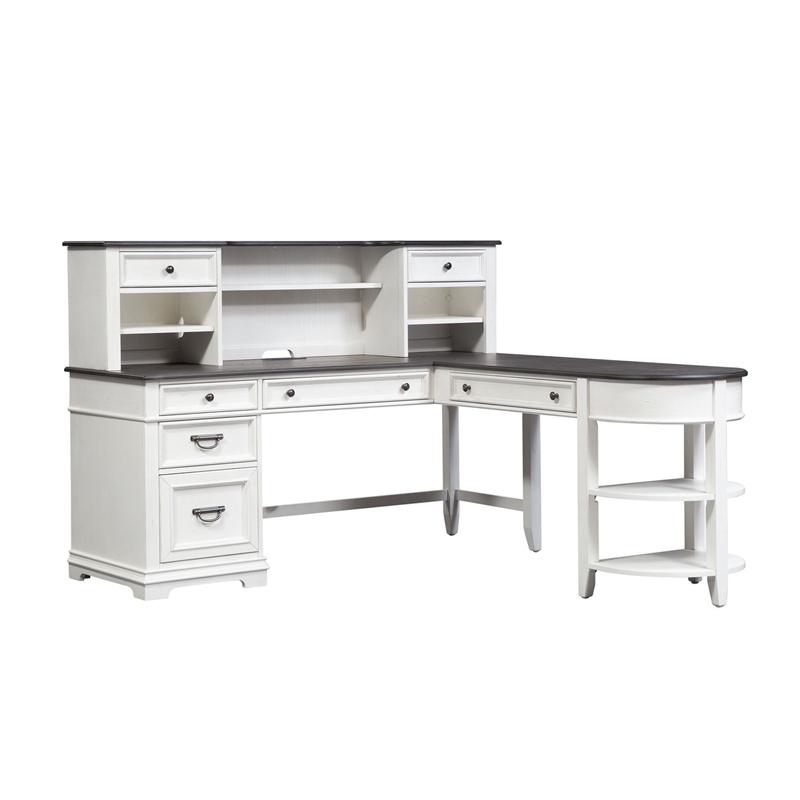 Liberty Furniture Allyson Park Home Office L Shaped Desk Set - White & Charcoal