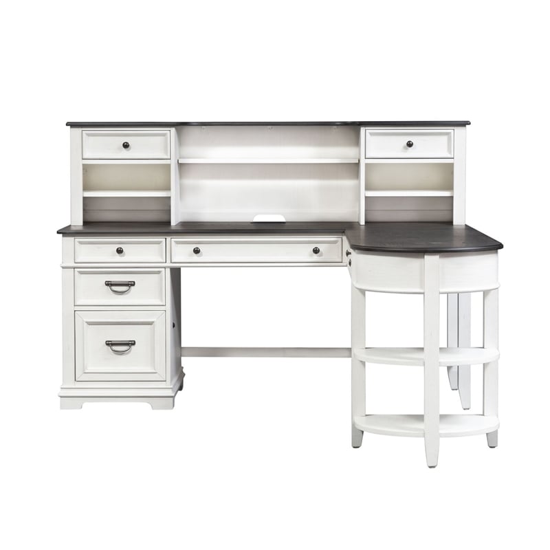 Liberty Furniture Allyson Park Home Office L Shaped Desk Set - White & Charcoal