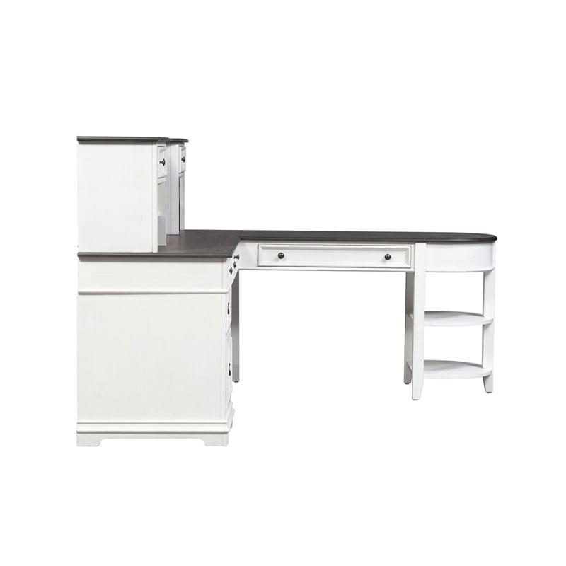 Liberty Furniture Allyson Park Home Office L Shaped Desk Set - White & Charcoal