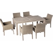 Alfresco Home Cornwall 7Pc Wicker and Wood Patio Dining Set Degas/Vintage Patina